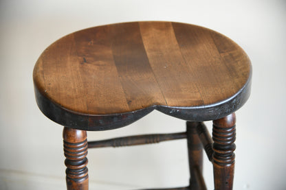 Pair Antique Bar Tavern High Wooden Stools