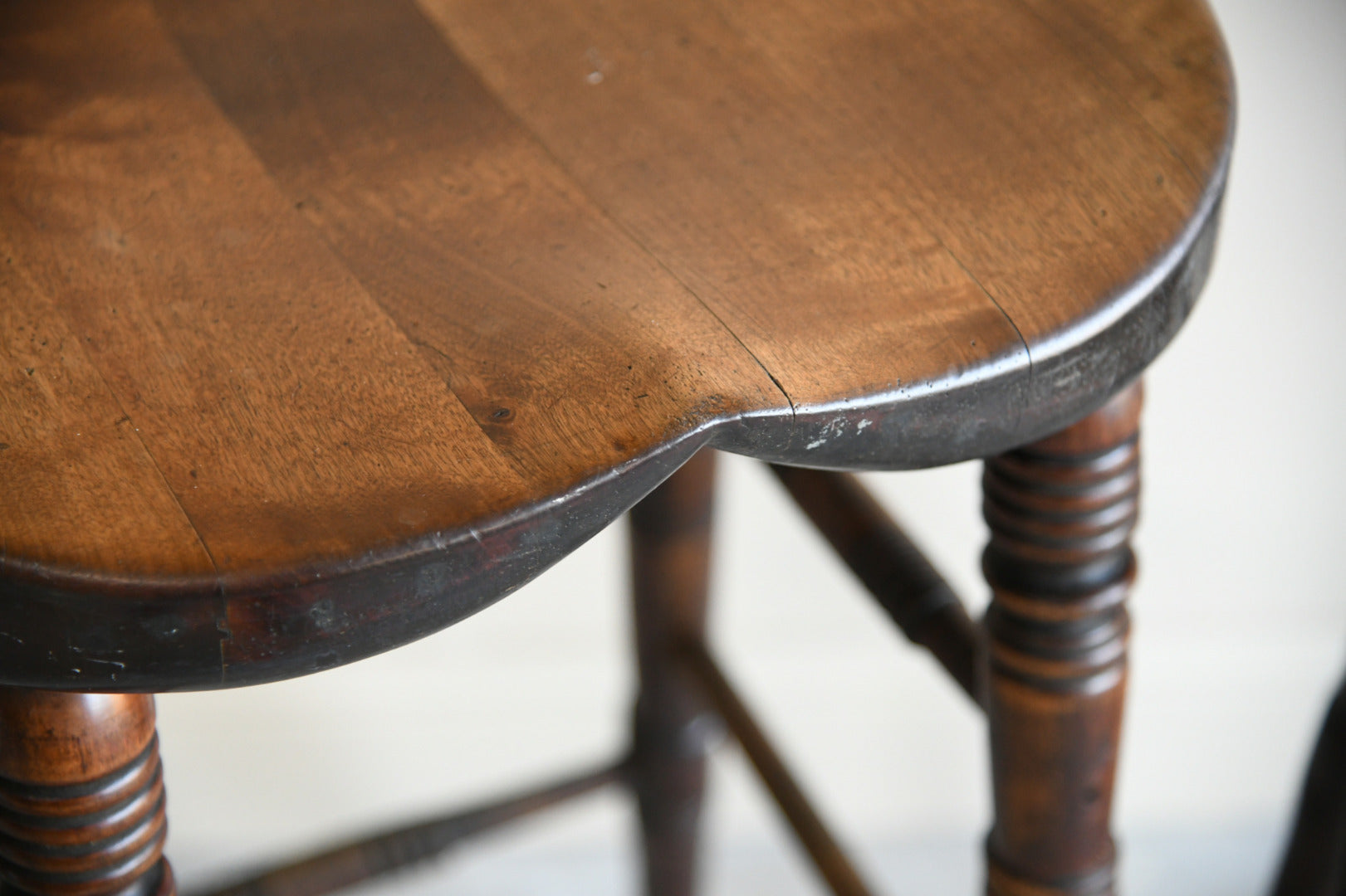 Pair Antique Bar Tavern High Wooden Stools