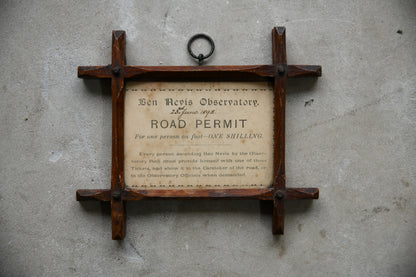 Victorian Ben Nevis Observatory Road Permit