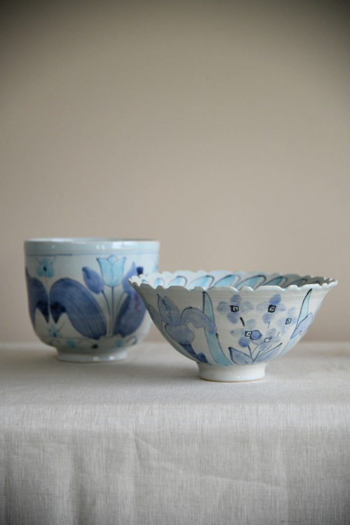 Blue Floral Bowl & Planter