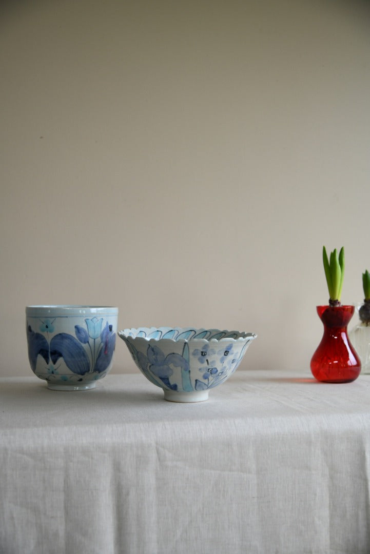 Blue Floral Bowl & Planter