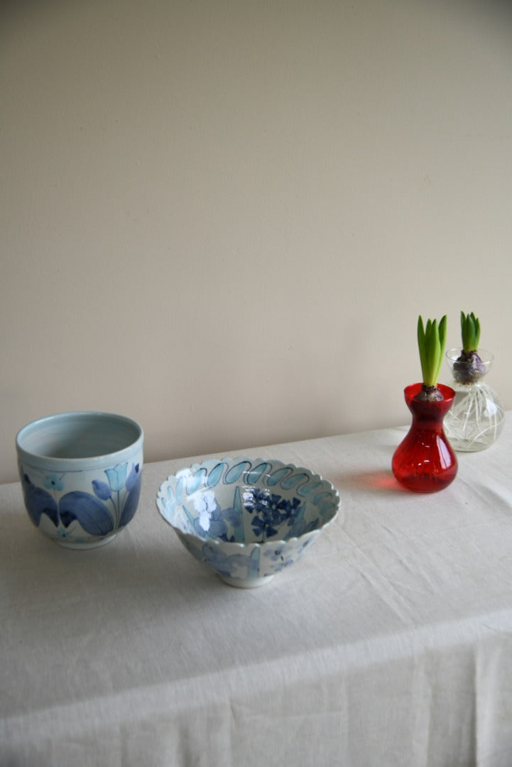 Blue Floral Bowl & Planter