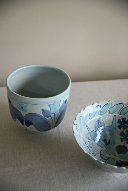 Blue Floral Bowl & Planter