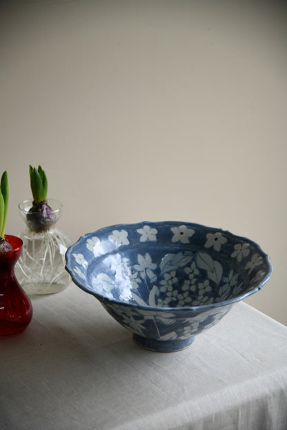 Blue Floral Pottery Bowl