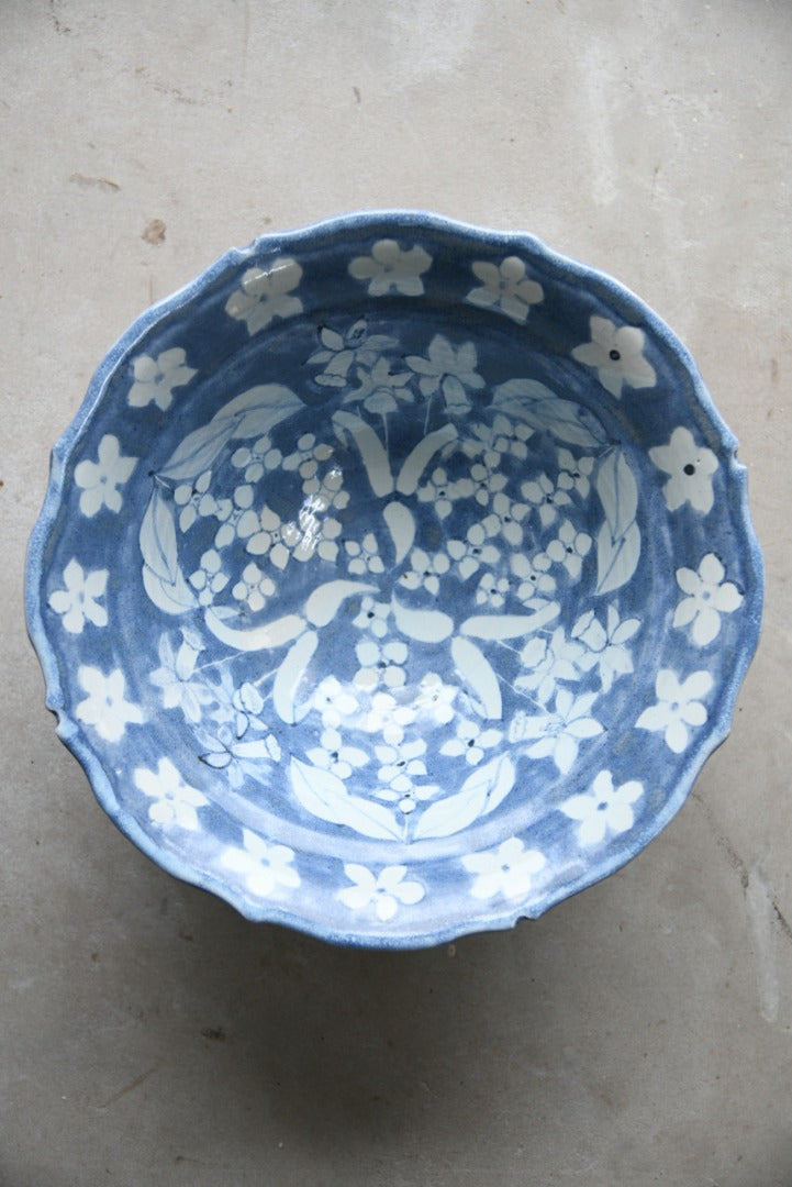 Blue Floral Pottery Bowl