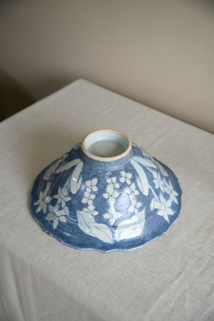 Blue Floral Pottery Bowl