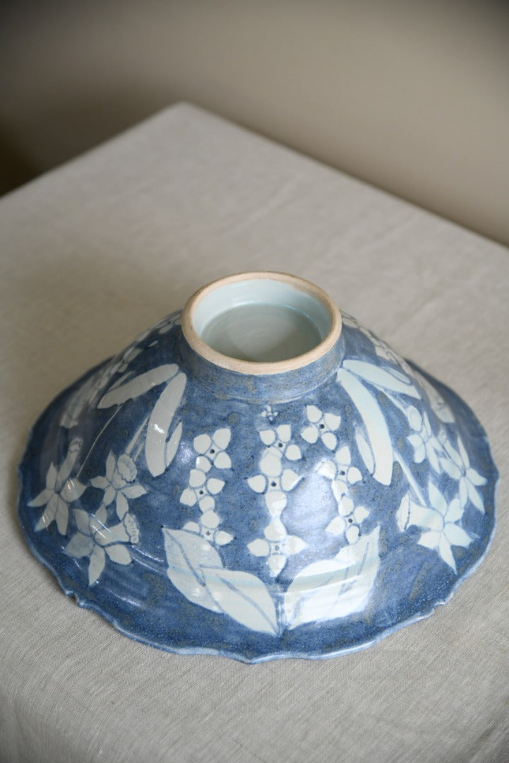 Blue Floral Pottery Bowl