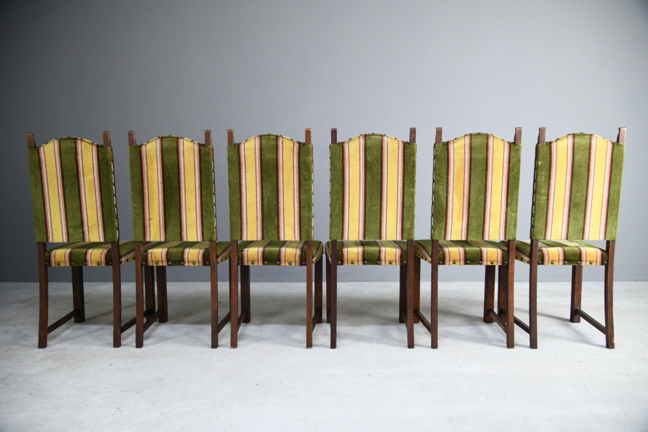 6 Oak Arts and Crafts Dining Chairs