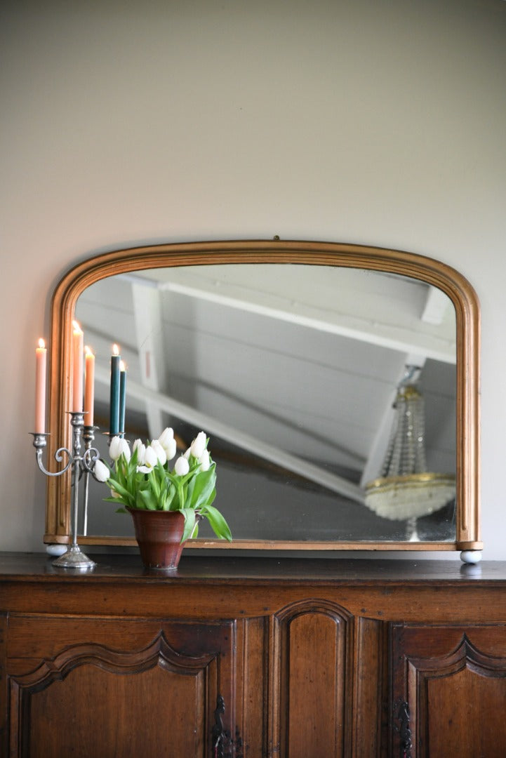 Antique Gilt Victorian Overmantle Mirror