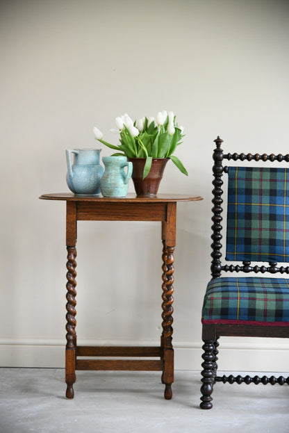 Oak Barley Twist Side Occasional Table