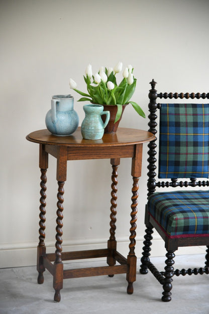 Oak Barley Twist Side Occasional Table