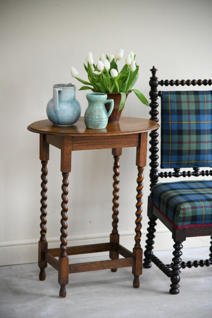 Oak Barley Twist Side Occasional Table