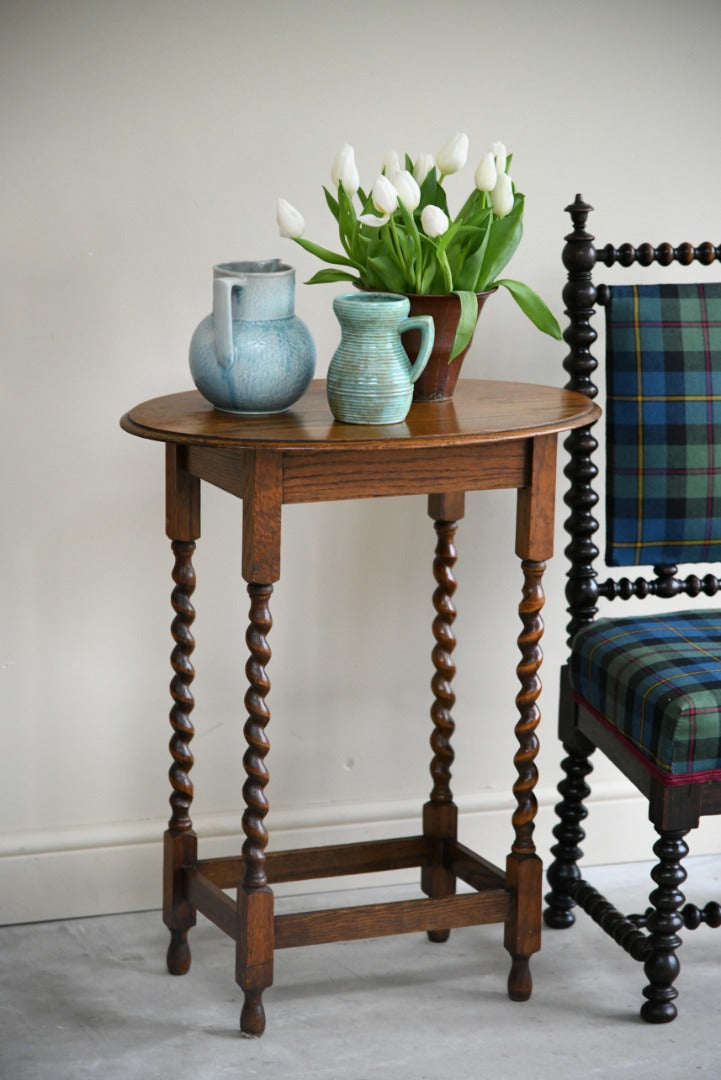 Oak Barley Twist Side Occasional Table