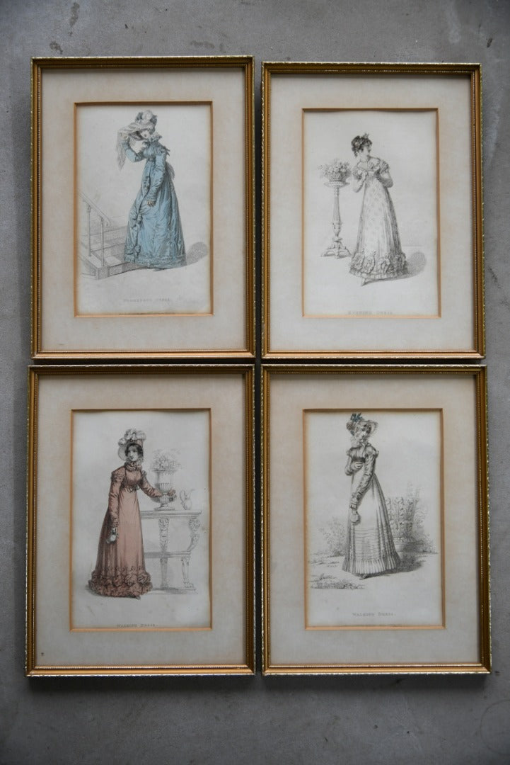 Set 4 Antique Fashion Engravings