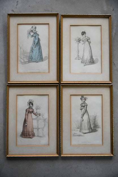 Set 4 Antique Fashion Engravings