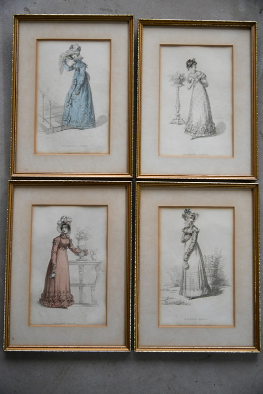 Set 4 Antique Fashion Engravings