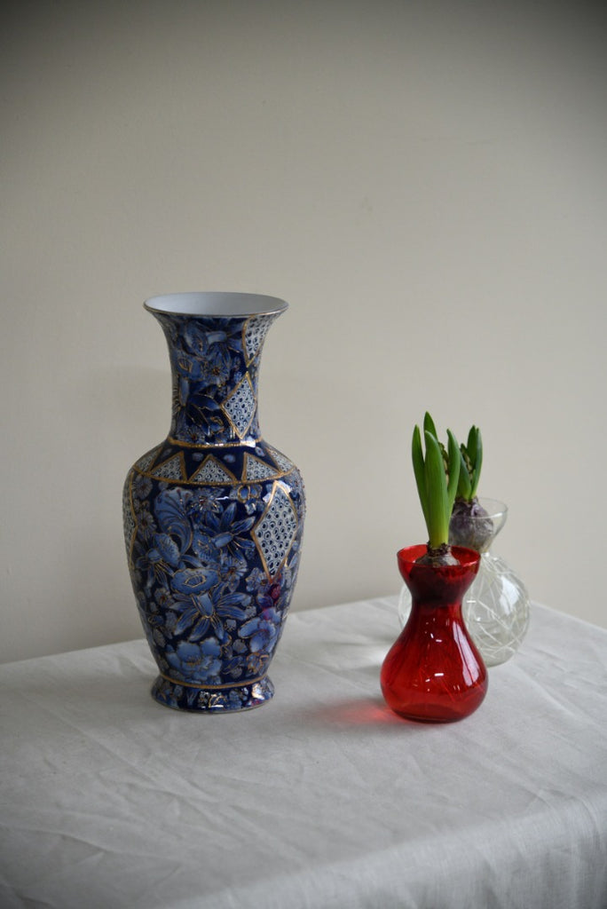 Large Decorative Blue Floral Vase