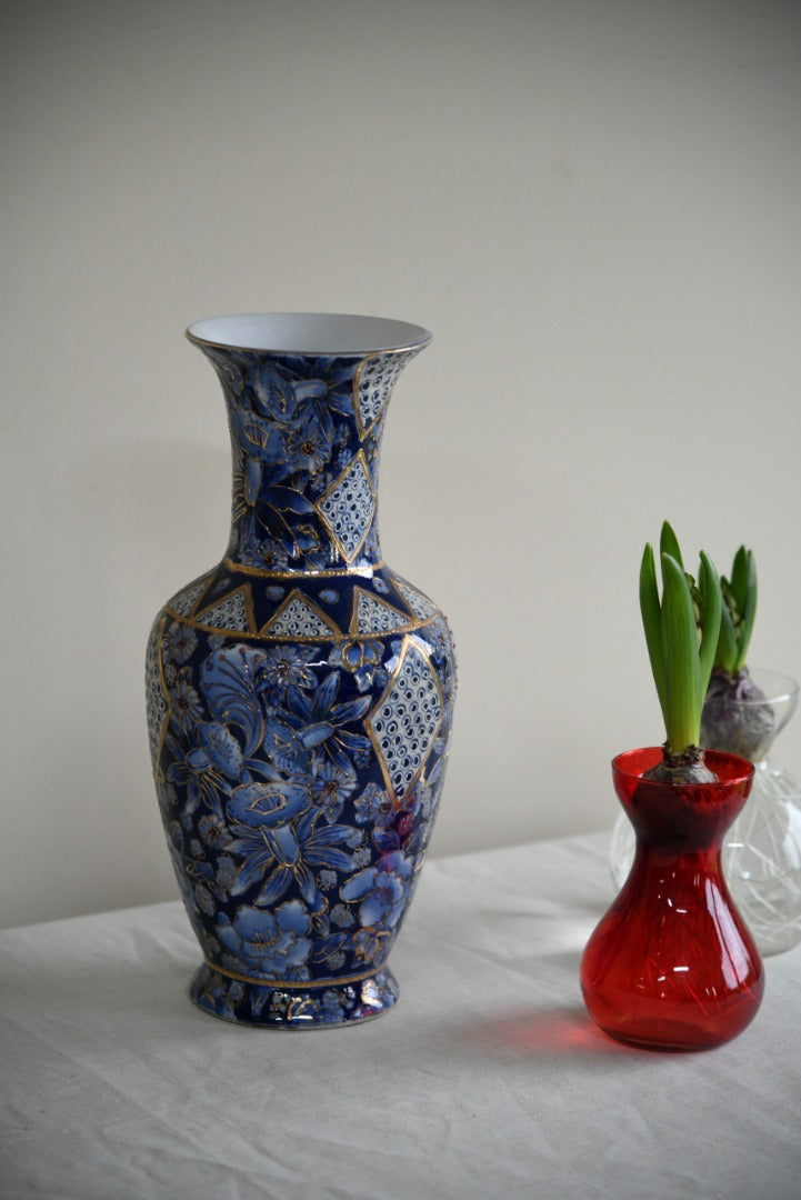 Large Decorative Blue Floral Vase