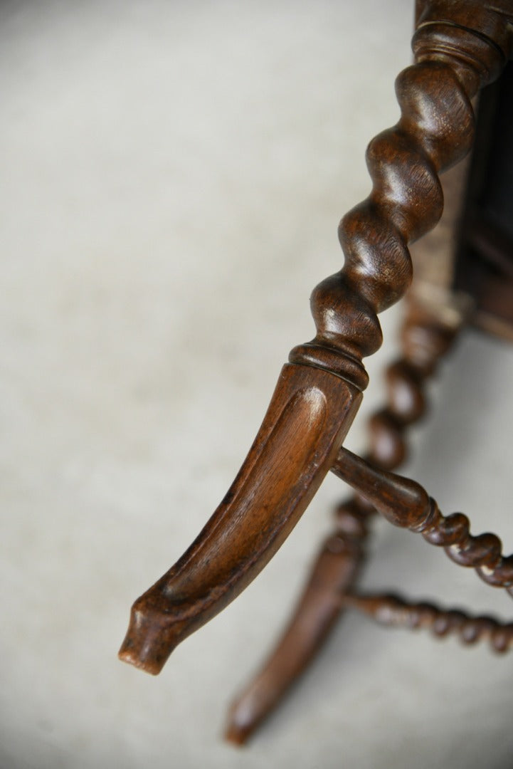 Antique Walnut Barley Twist French Upholstered Stool