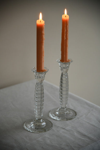 Pair Vintage Glass Candlesticks