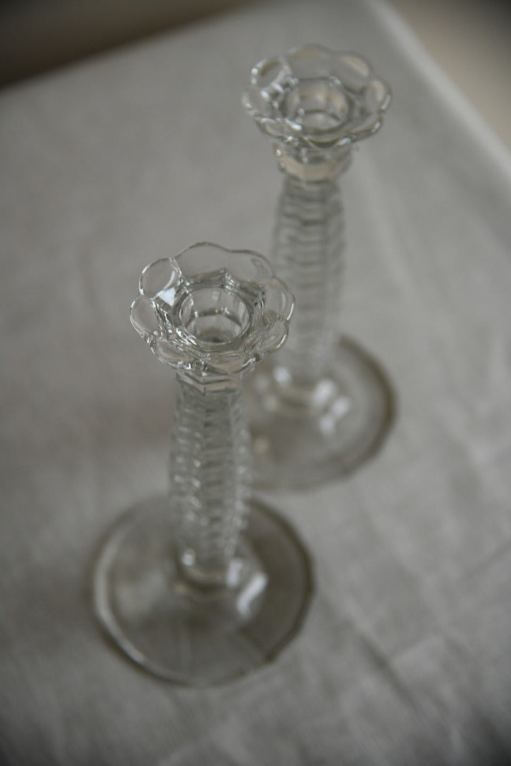 Pair Vintage Glass Candlesticks