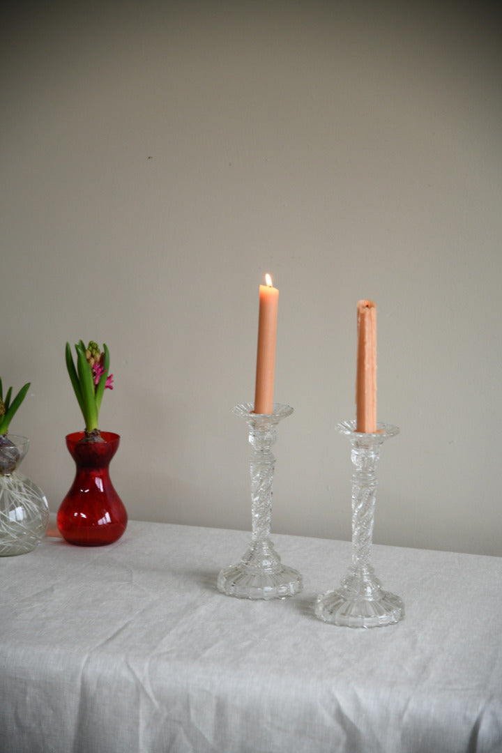 Pair Glass Candlesticks