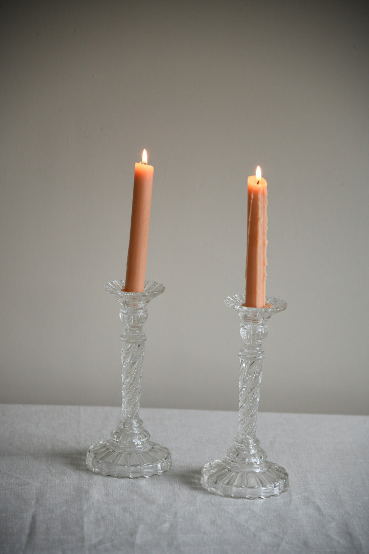 Pair Glass Candlesticks