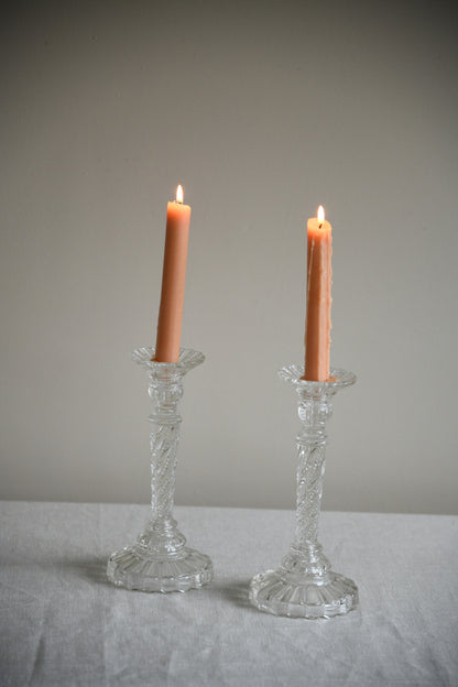 Pair Glass Candlesticks