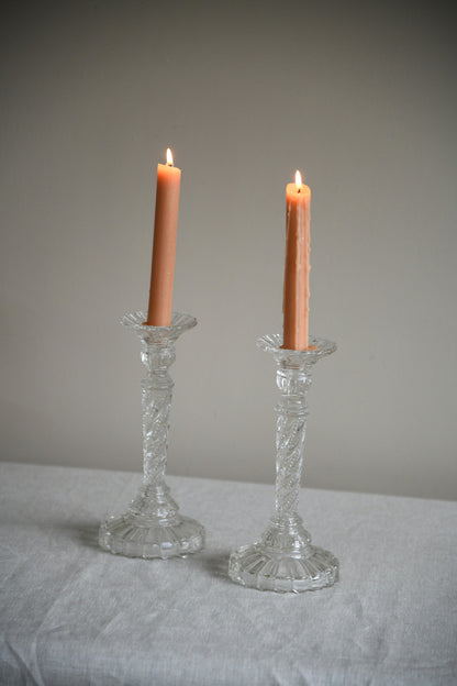 Pair Glass Candlesticks