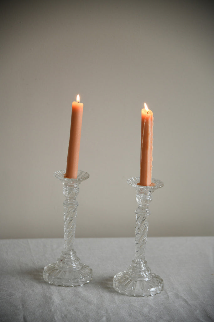 Pair Glass Candlesticks