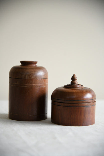 Pair Turned Wooden Pots