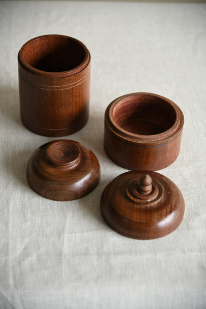 Pair Turned Wooden Pots