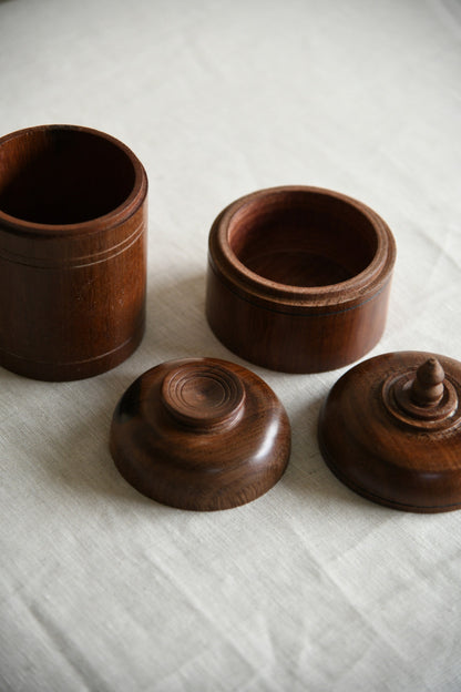 Pair Turned Wooden Pots