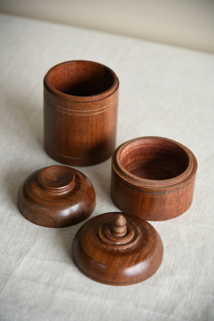 Pair Turned Wooden Pots