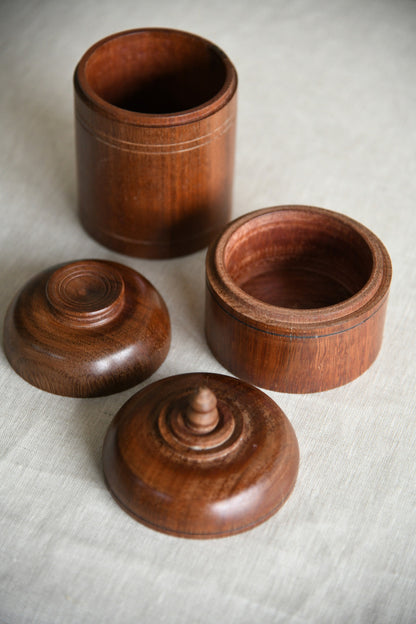 Pair Turned Wooden Pots