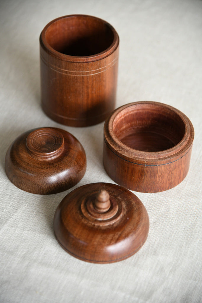 Pair Turned Wooden Pots