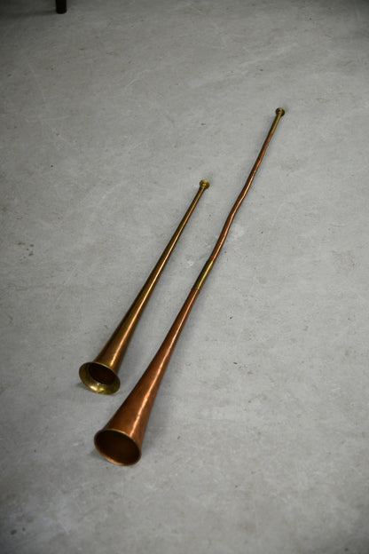 Pair Copper & Brass Horns