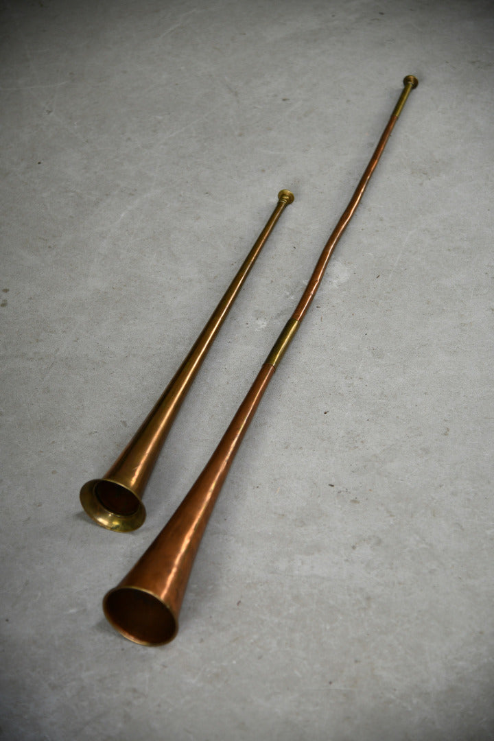 Pair Copper & Brass Horns