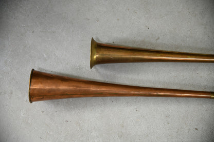 Pair Copper & Brass Horns