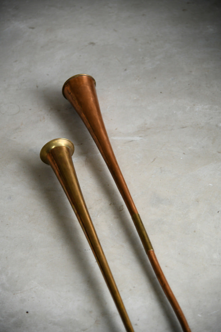 Pair Copper & Brass Horns