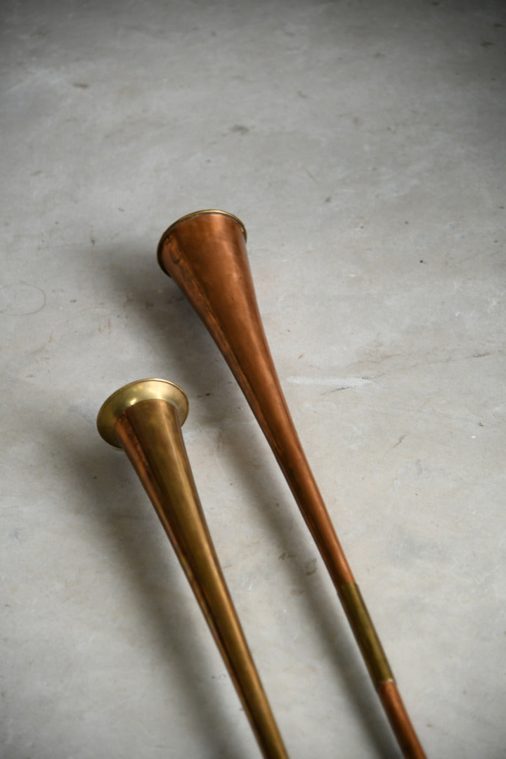 Pair Copper & Brass Horns