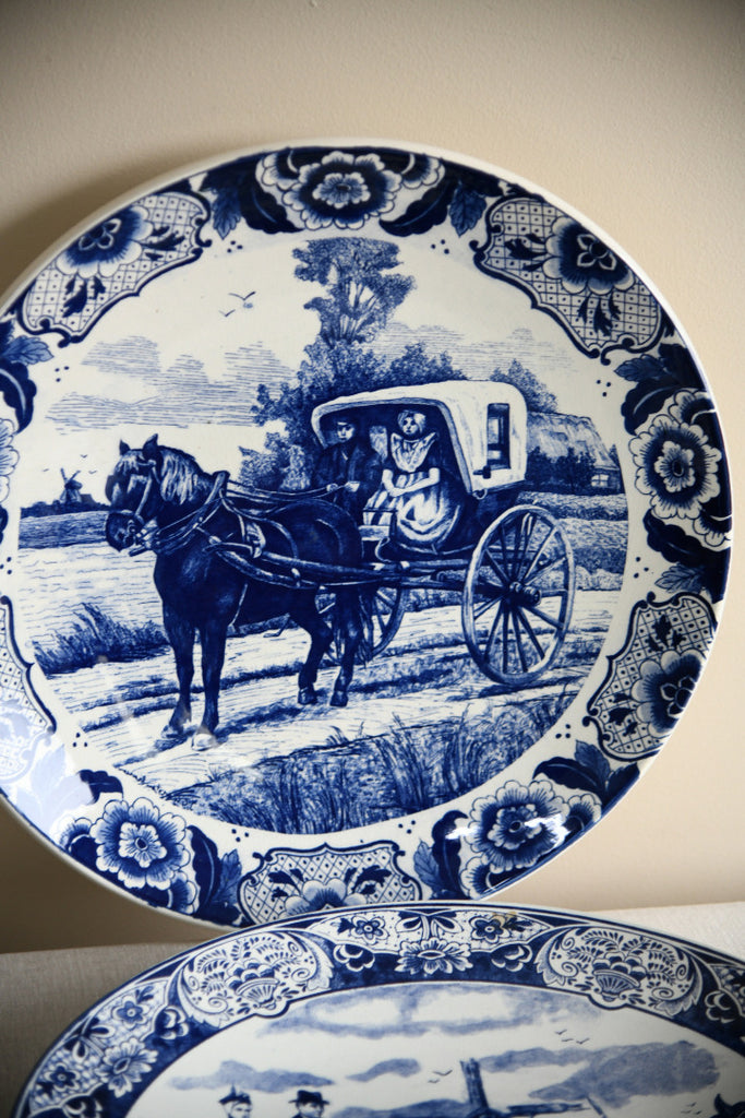 2 Large Blue & White Delft Chargers