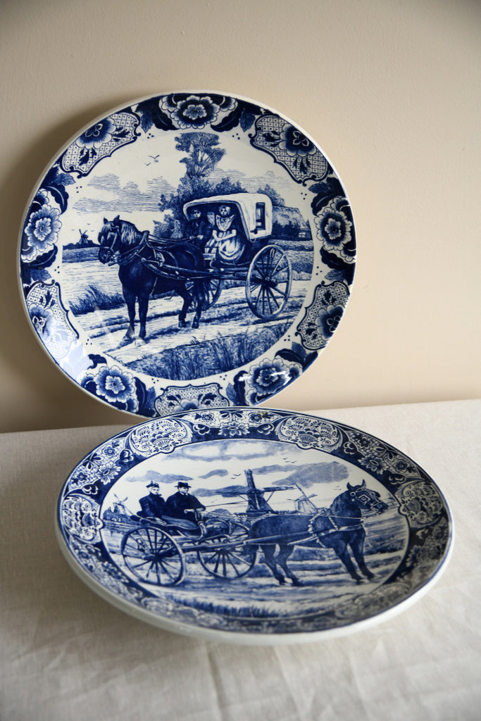 2 Large Blue & White Delft Chargers