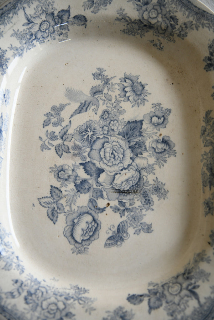 Antique Blue & White Floral Platter