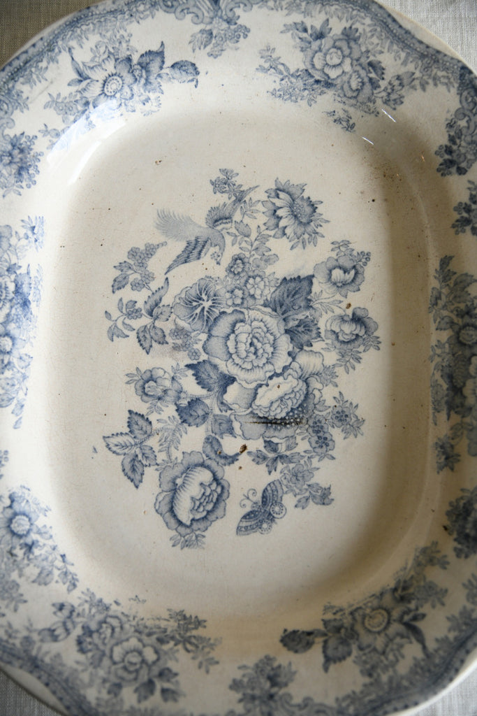 Antique Blue & White Floral Platter