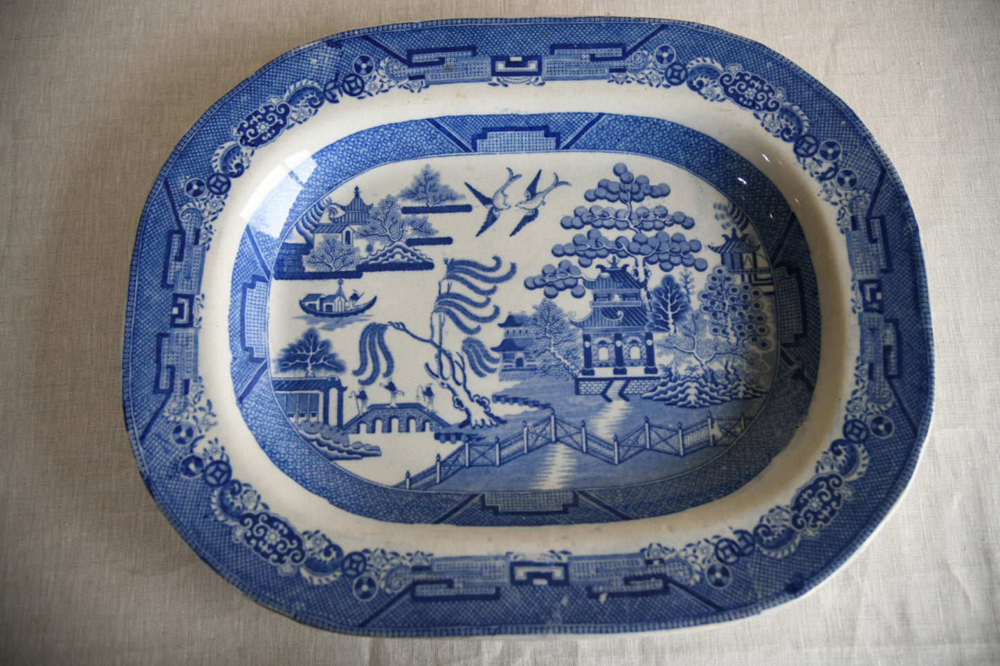 Large Willow Pattern Meat Plate