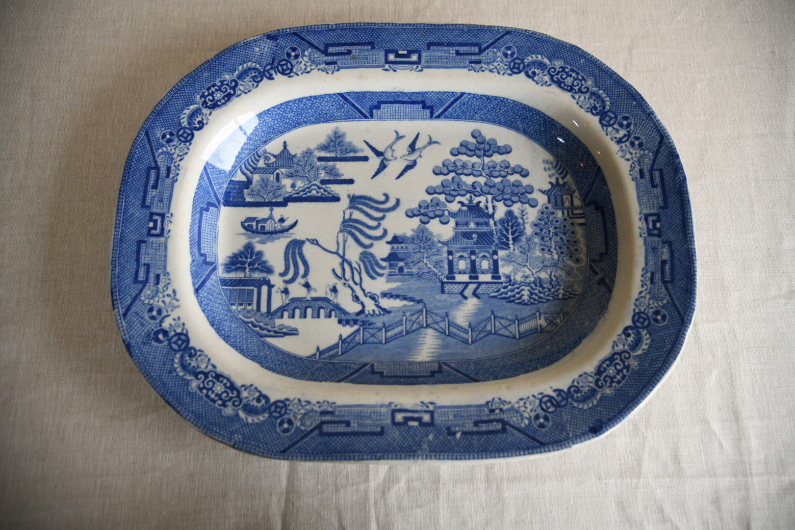 Large Willow Pattern Meat Plate