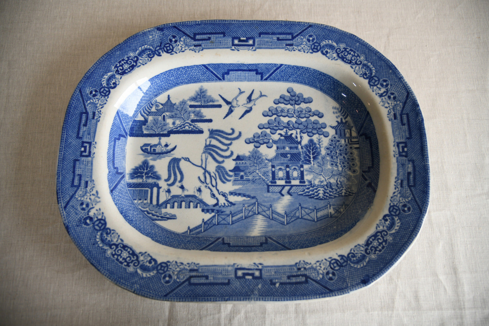 Large Willow Pattern Meat Plate