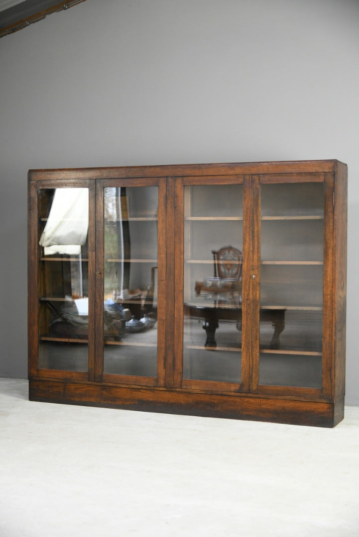 Large Oak Glazed Bookcase