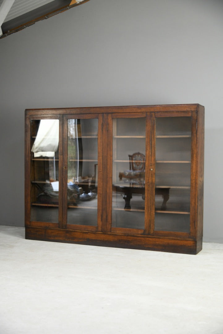 Large Oak Glazed Bookcase